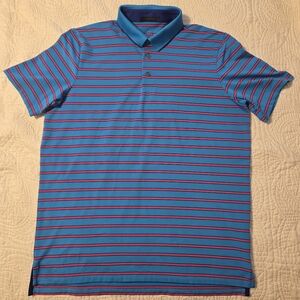 Greyson Men's Polo Large Aqua Pink Stripe Performance Golf